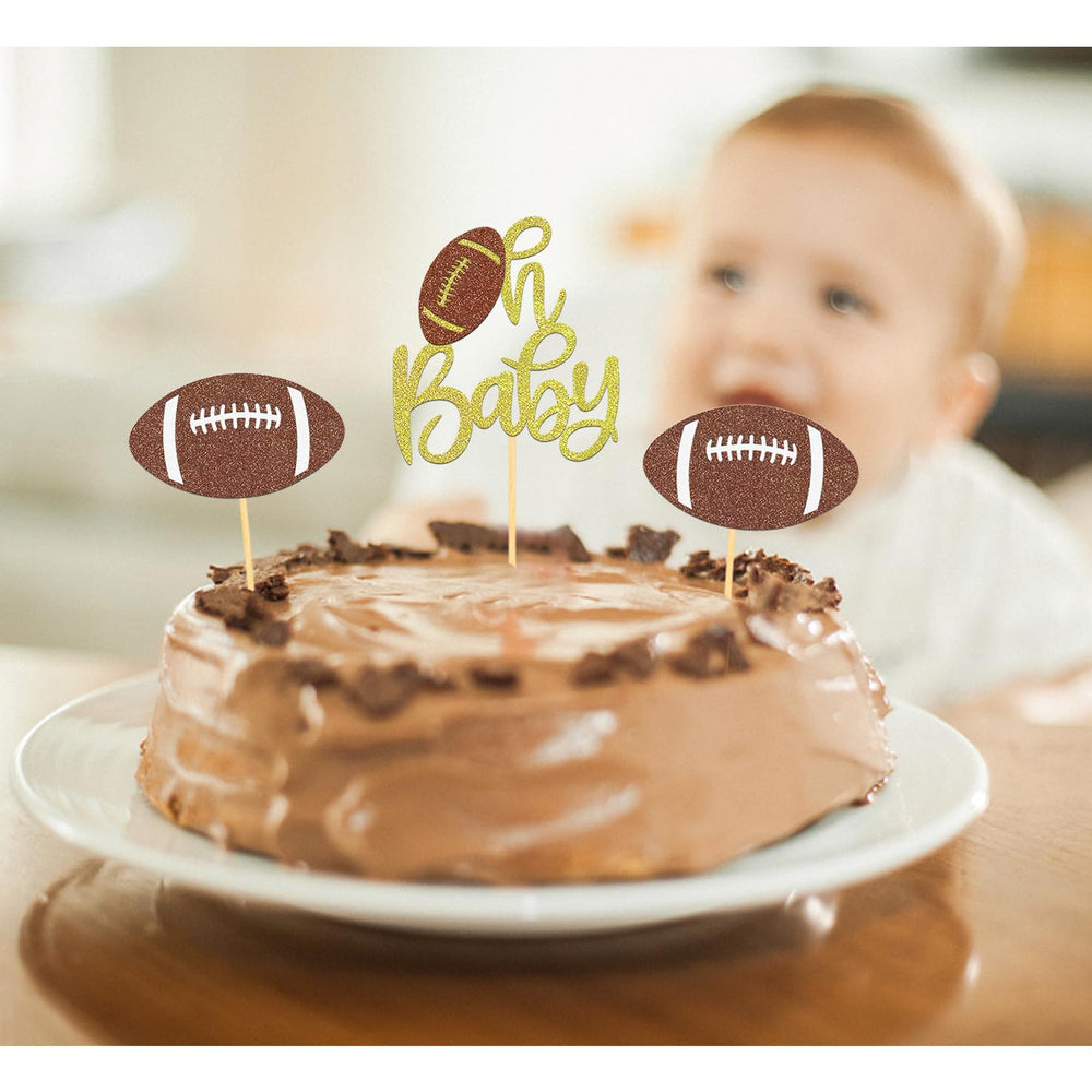 Moitkptt football theme cupcake topper for coordinated party styling.