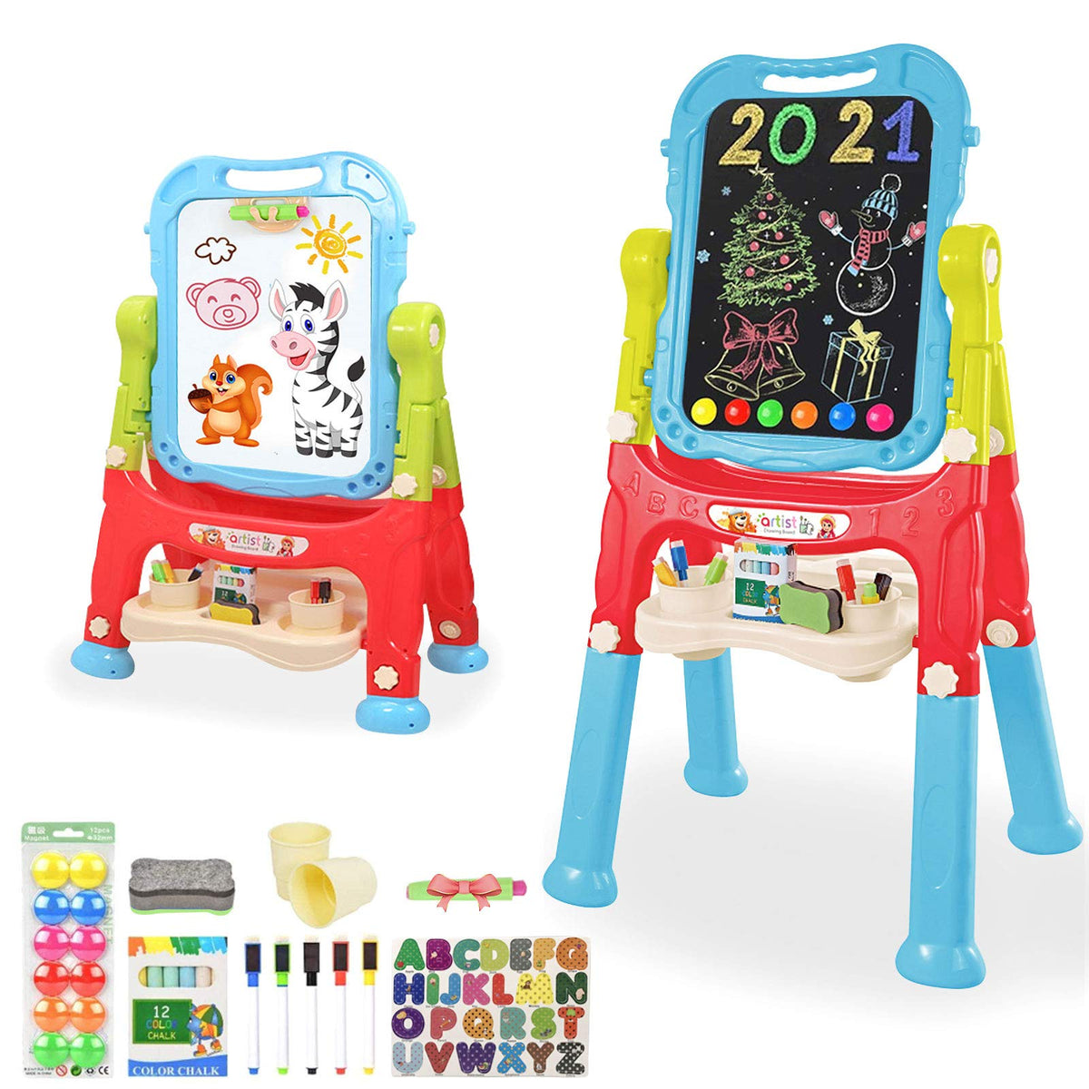 Mojitodon 360 rotation easel for kids enables versatile art sessions at home.