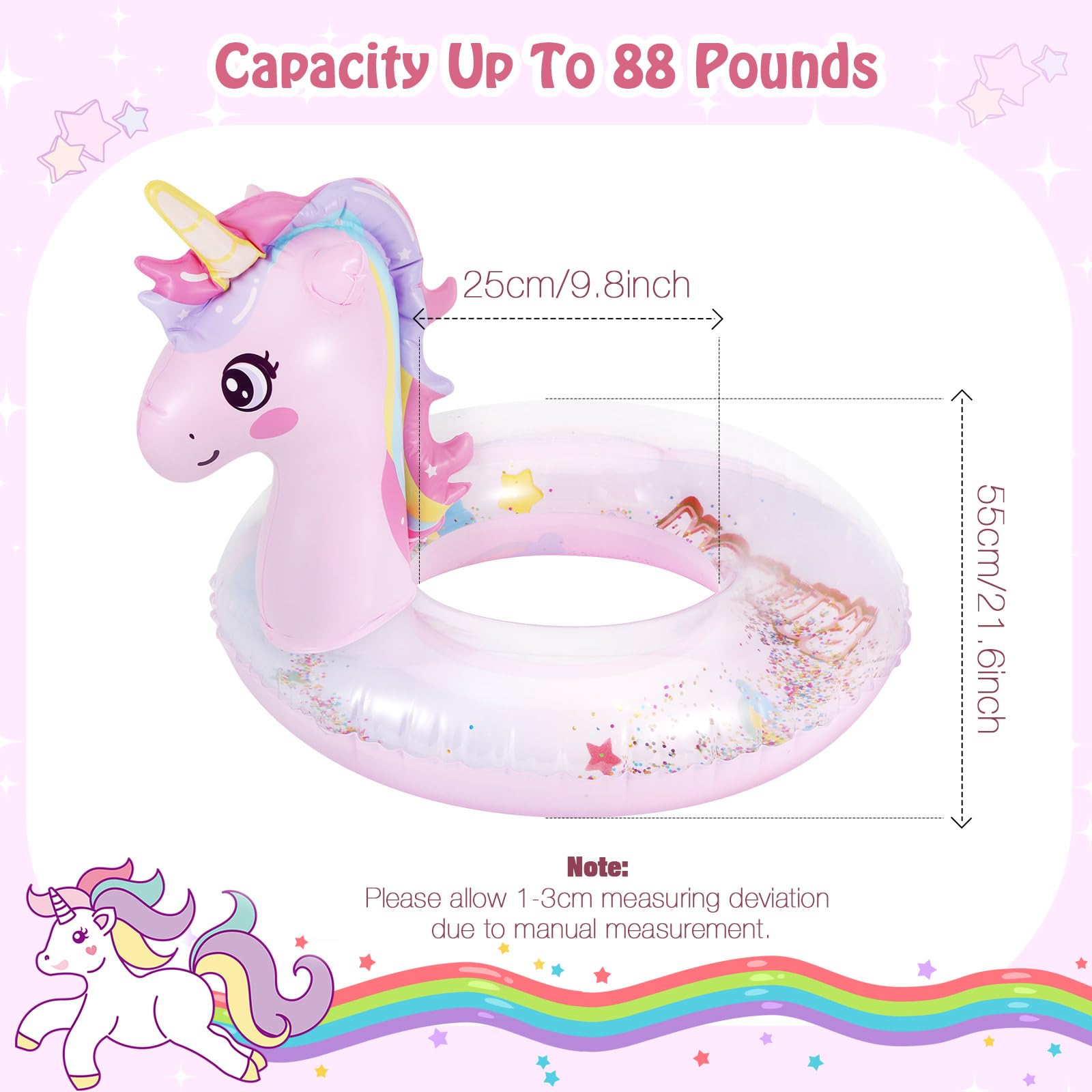 MoKo 21.6-inch unicorn float offers solid support for children.