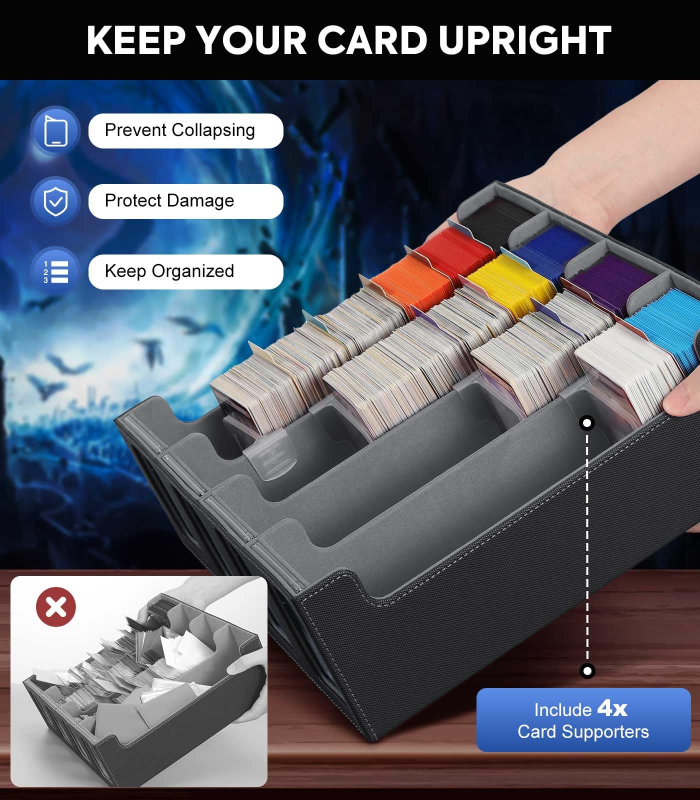 MoKo box interior lined with soft microfiber to protect cards