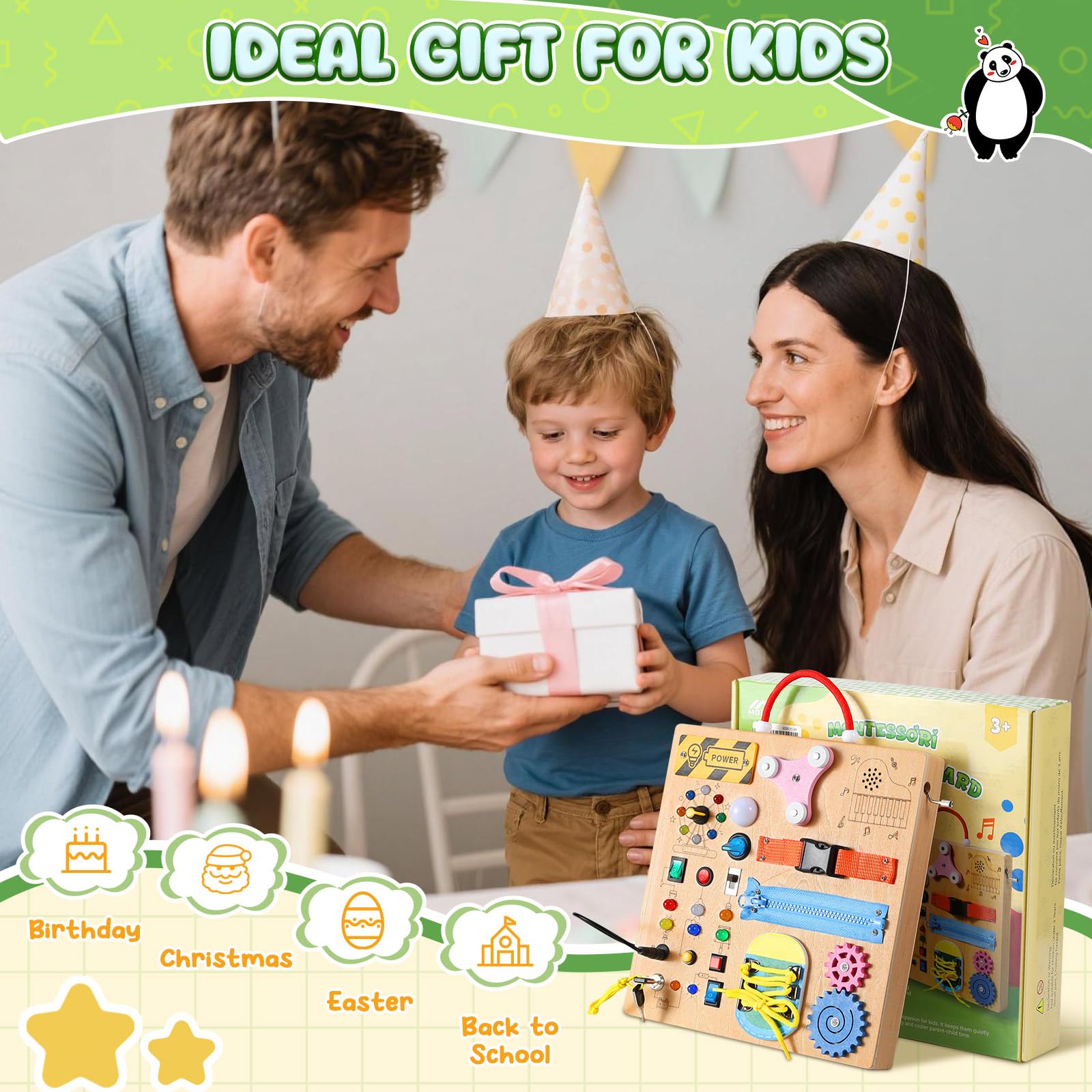 MoKo LED-lit switches provide engaging sensory feedback during playtime.