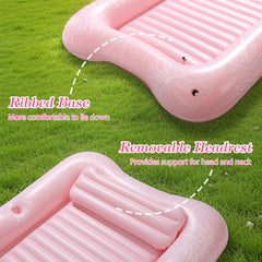MoKo pool floats shows spacious lounging area for sunbathing on water.