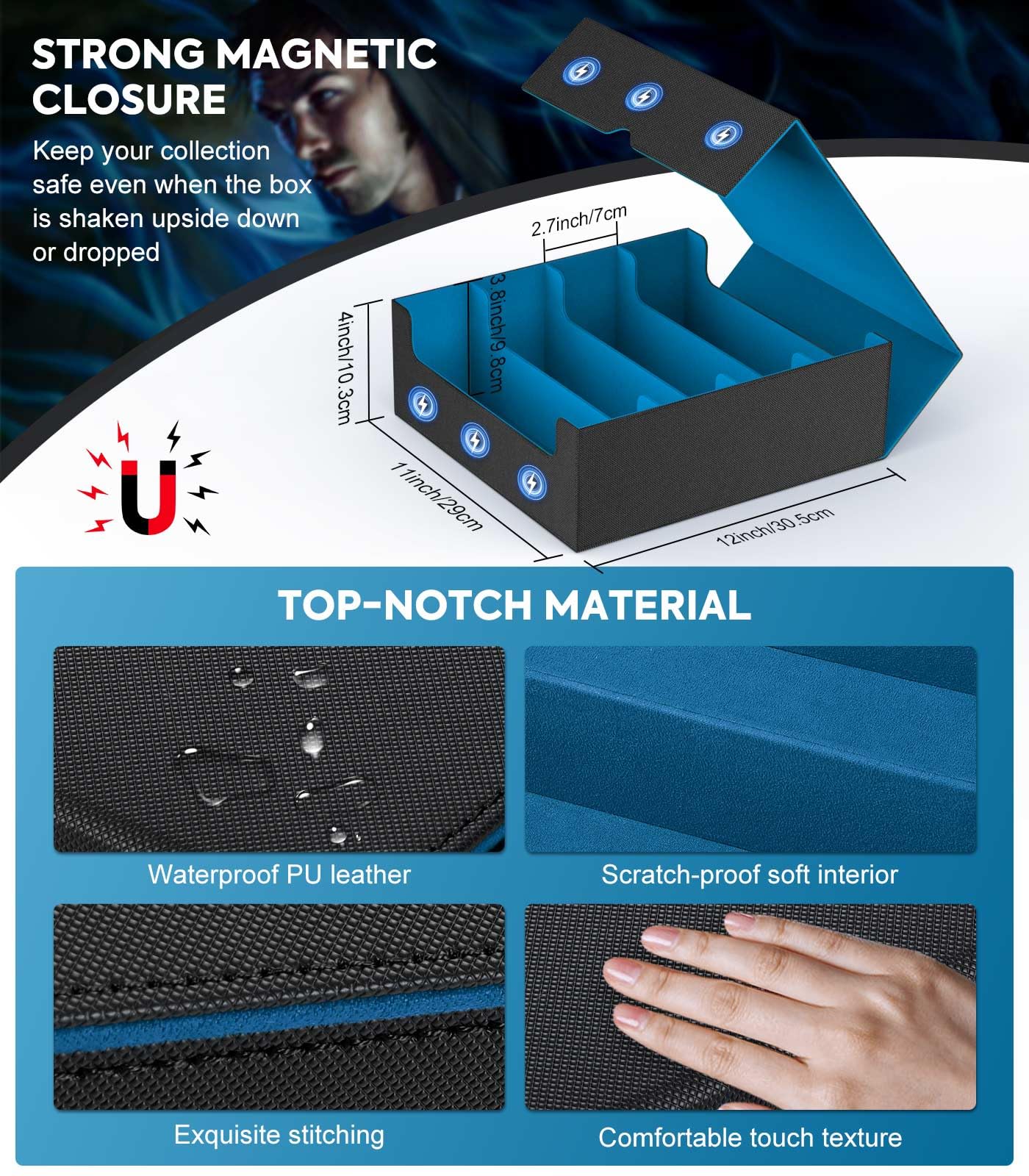 MoKo 3000+ capacity supports sleeved and sleeveless cards for large collections