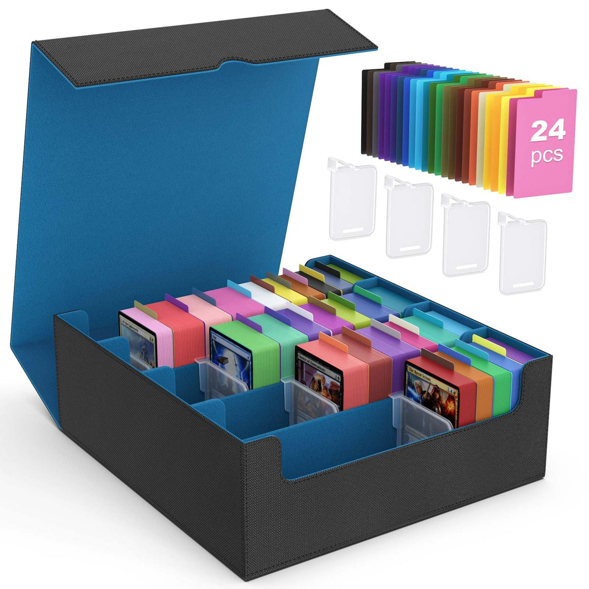 MoKo trading card storage box cyan exterior protects 3000+ cards