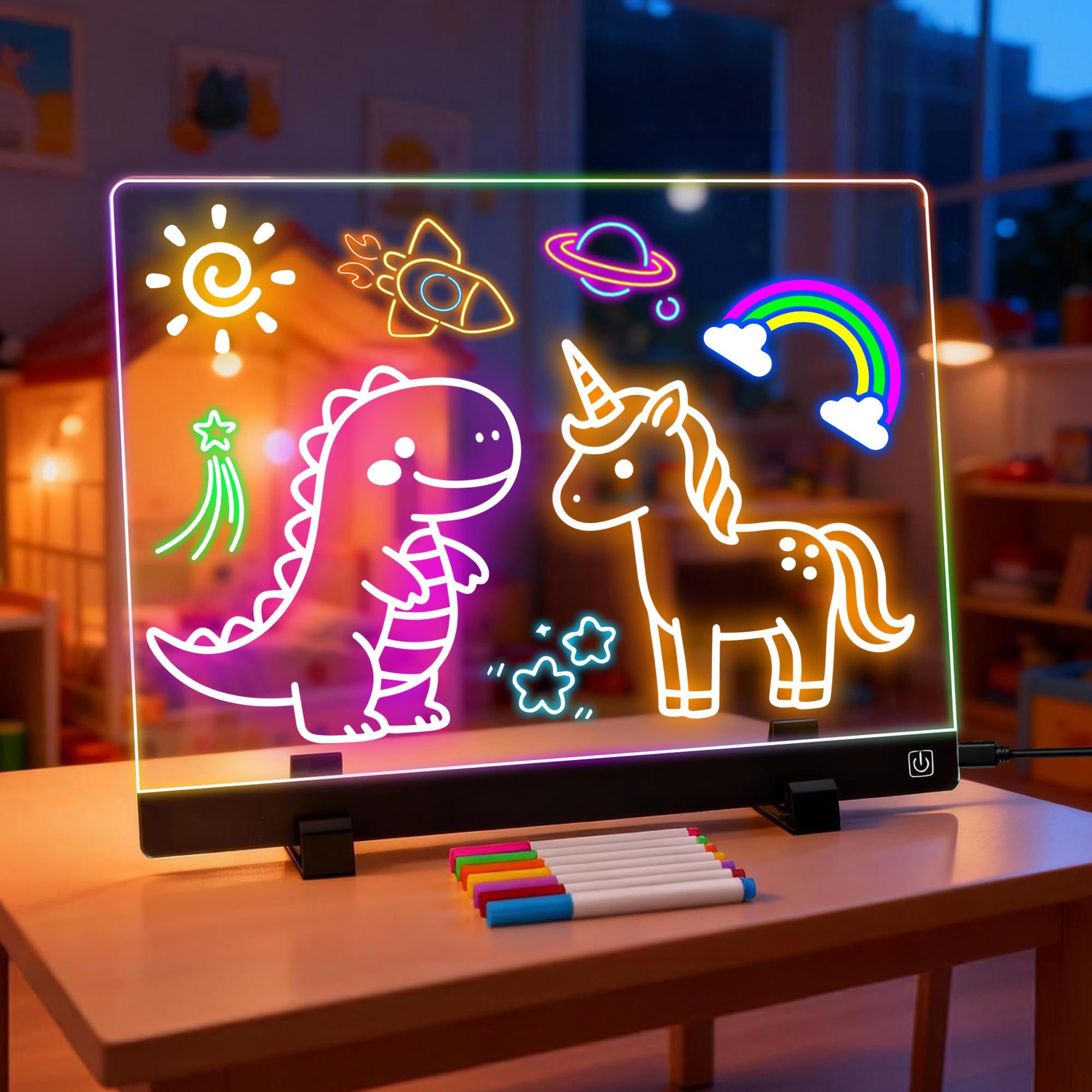 MOKOQI Kids LED drawing board glow art for vibrant doodles and imagination