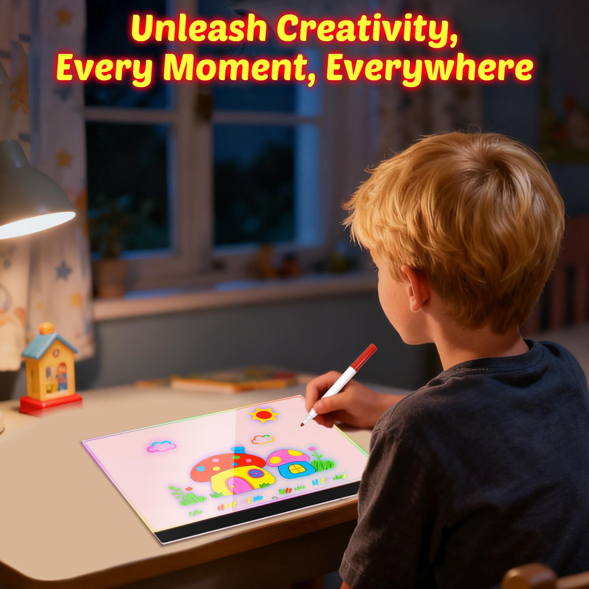 MOKOQI Kids LED drawing board night light doubles as cozy glow