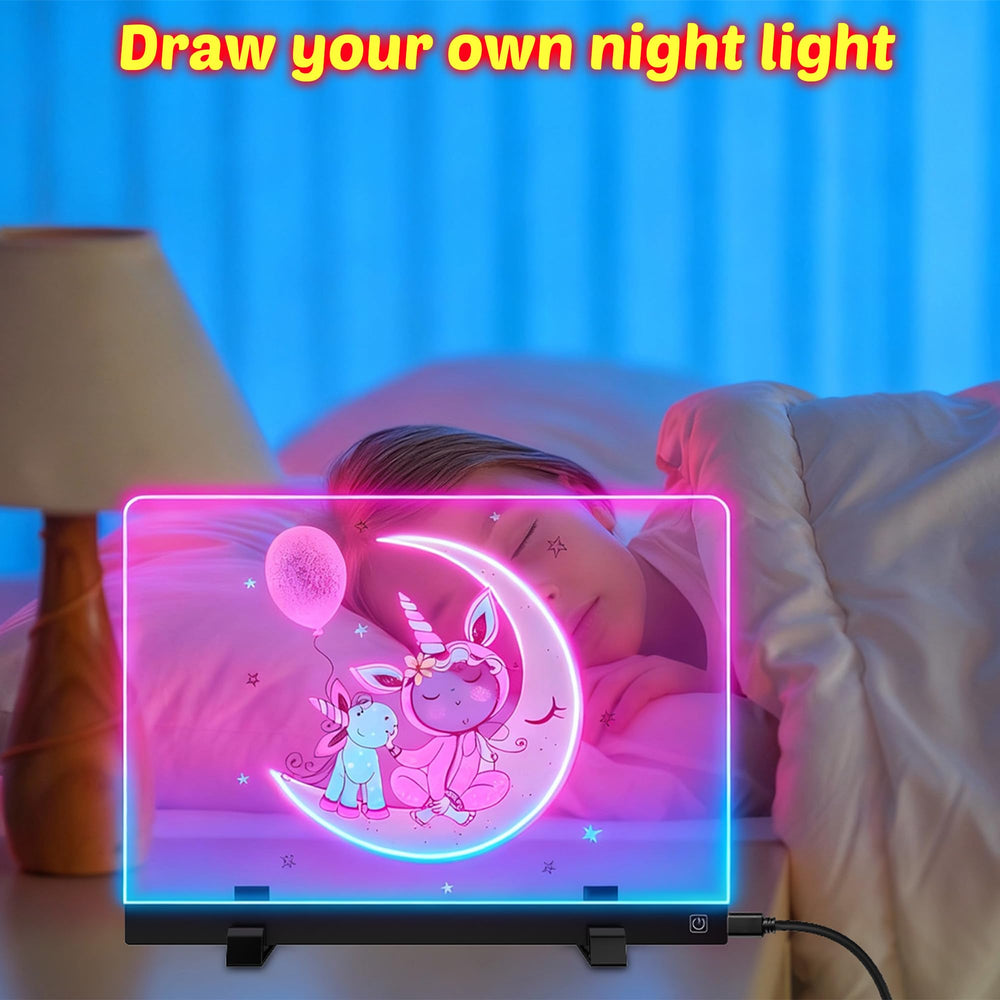 MOKOQI Kids LED drawing board stand and tabletop use for easy creativity
