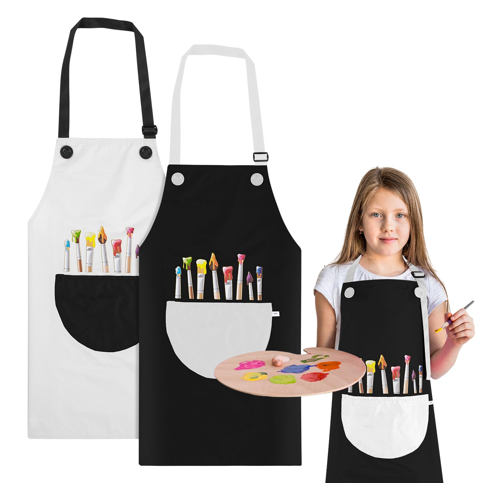 Molain two-pack kids apron with adjustable back ties for secure fit during crafts