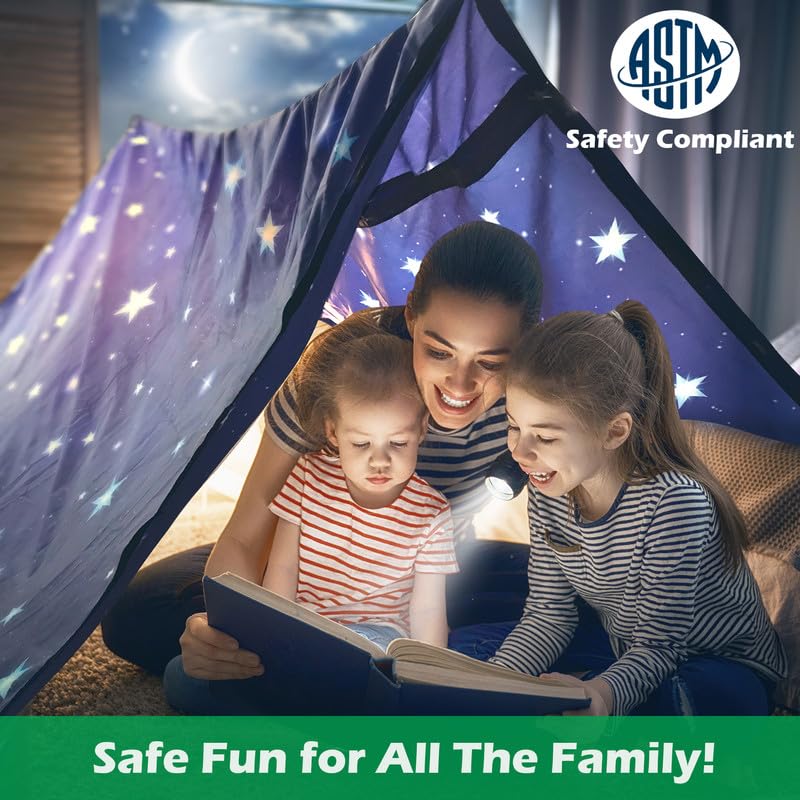 Molcey four large blankets enable expansive fort play anywhere.