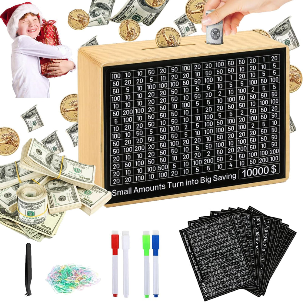 MoliDow money saving box durable wood construction suitable for desks and rooms