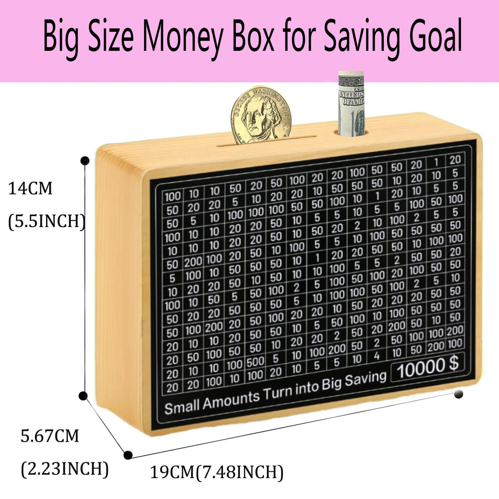 MoliDow money saving box papers and pens arranged for easy goal tracking
