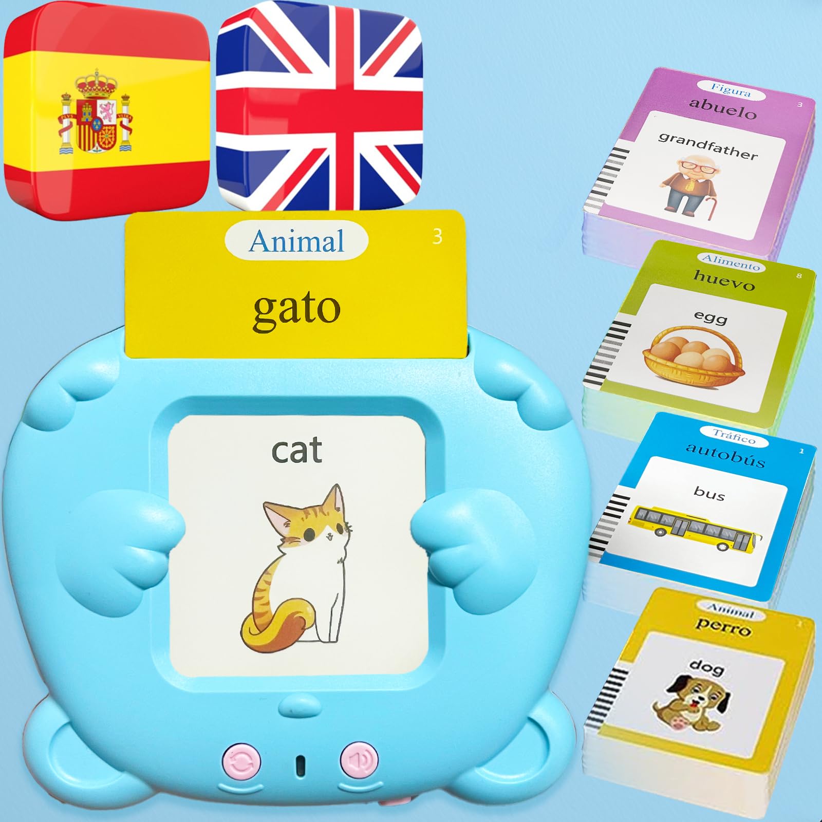 MoLingvora bilingual flash cards depict animals to boost English-Spanish vocabulary