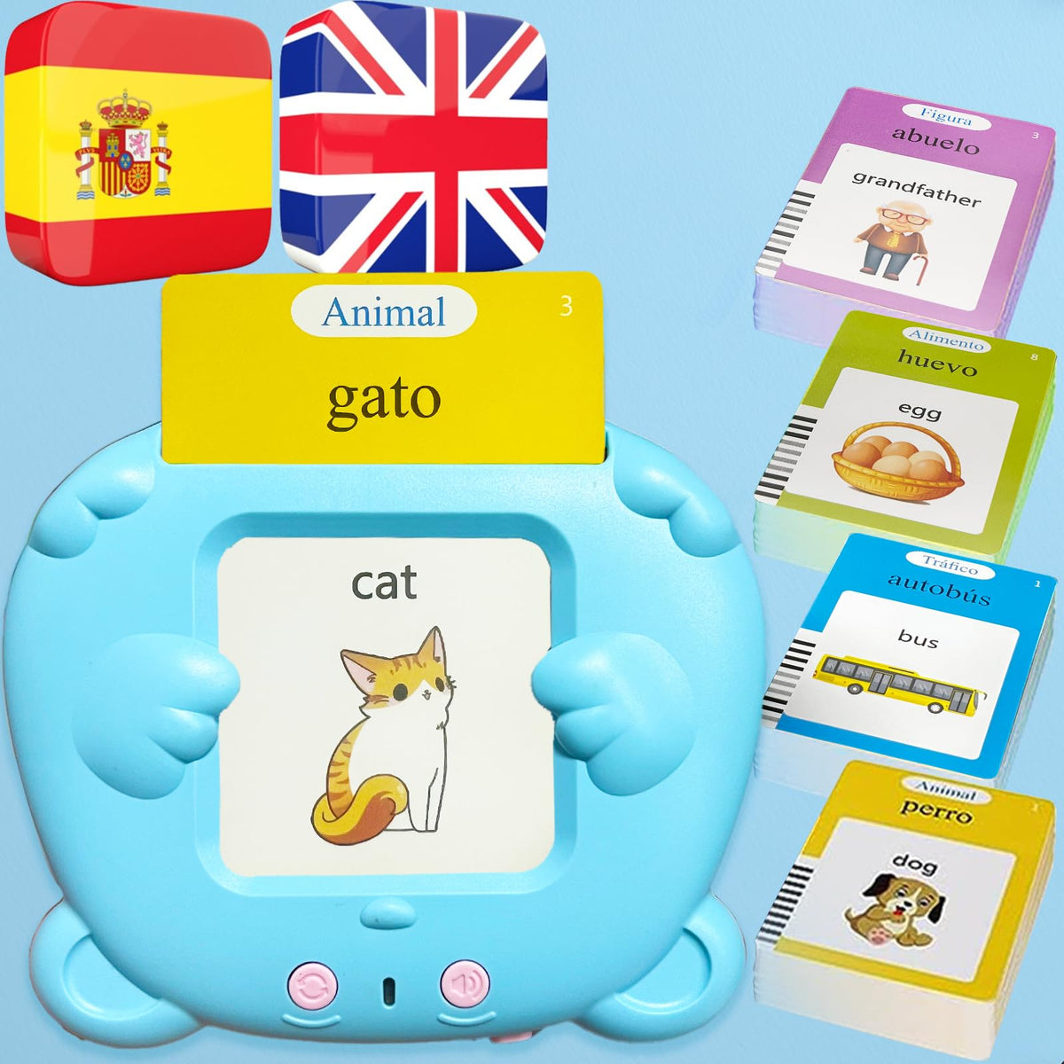 MoLingvora bilingual flash cards depict animals to boost English-Spanish vocabulary