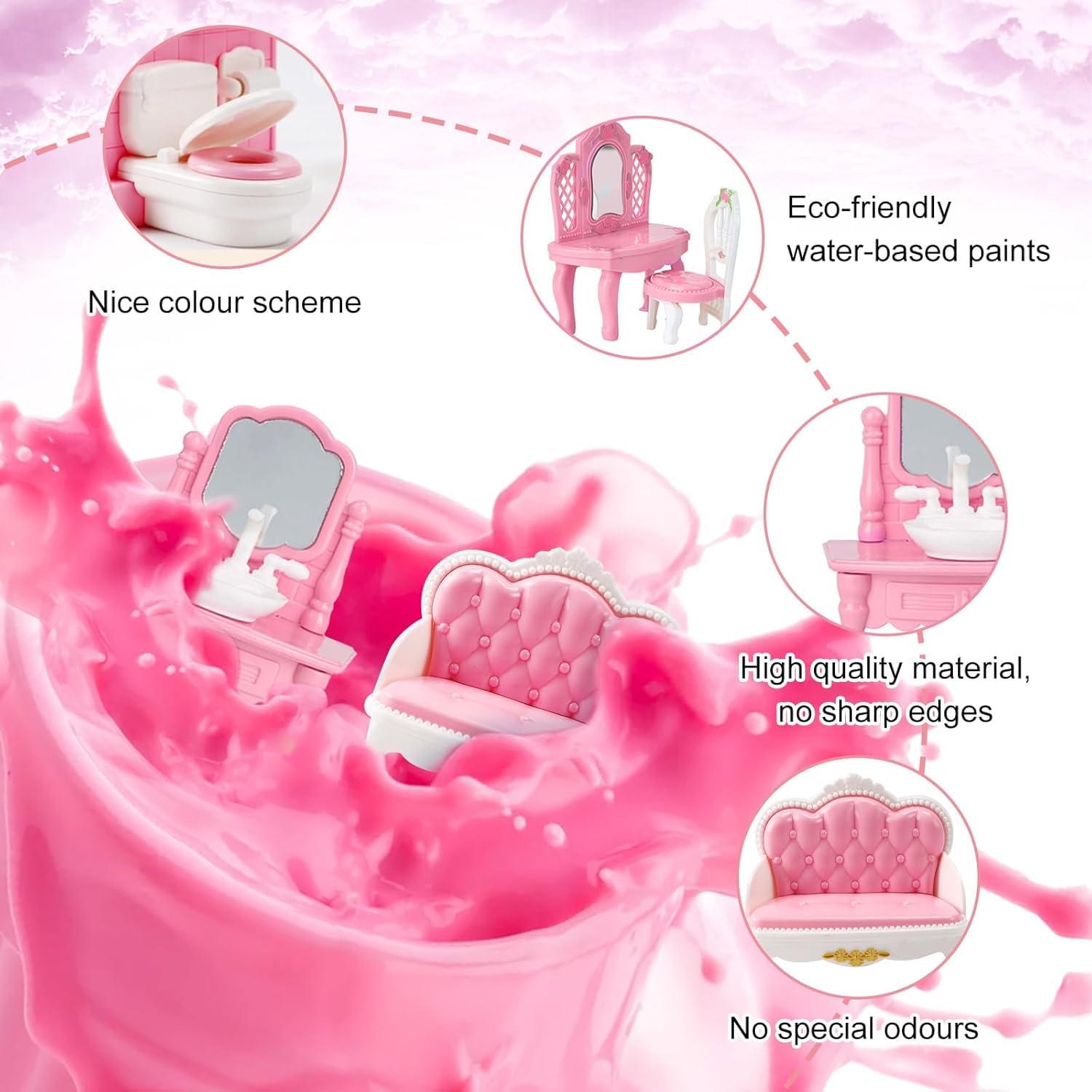 Molingxuan Princess dollhouse bathroom suite with elegant details