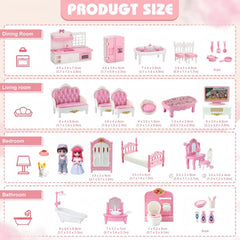 Molingxuan Princess dollhouse bedroom furniture in pink and white for cozy scenes