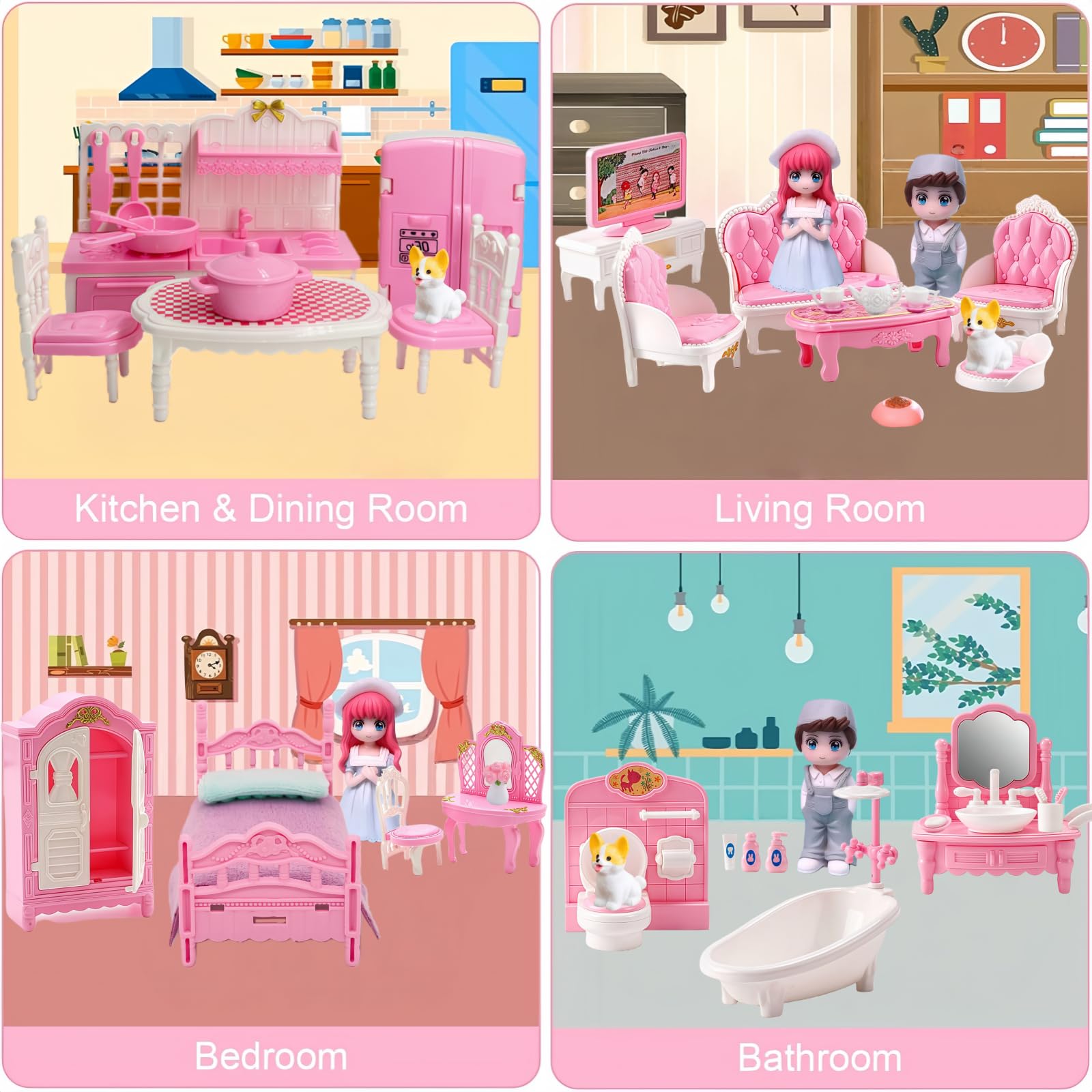 Molingxuan Princess dollhouse kitchen essentials for complete pretend meals