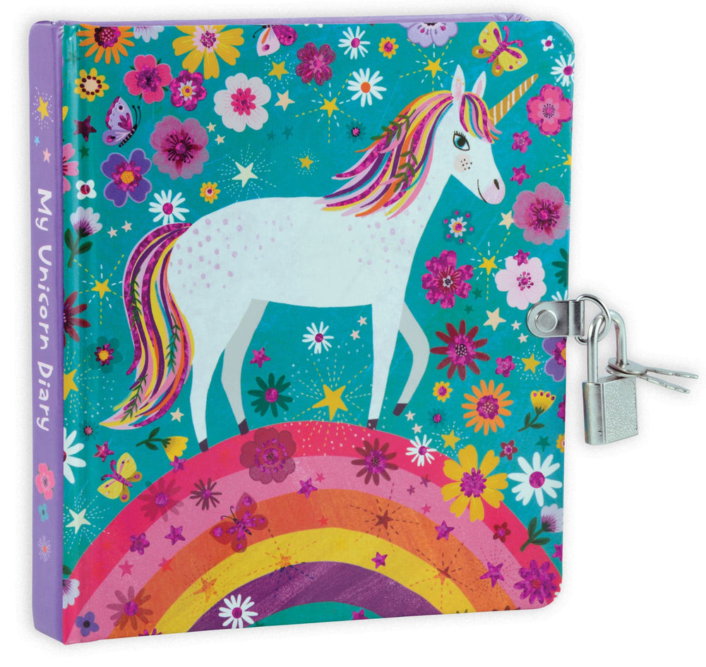 Mollybee Kids unicorn lock diary cover with key, private journaling for imaginative girls.