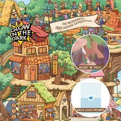 MOMIBOOK detailed tree house artwork closeup reveals intricate scenery and textures.