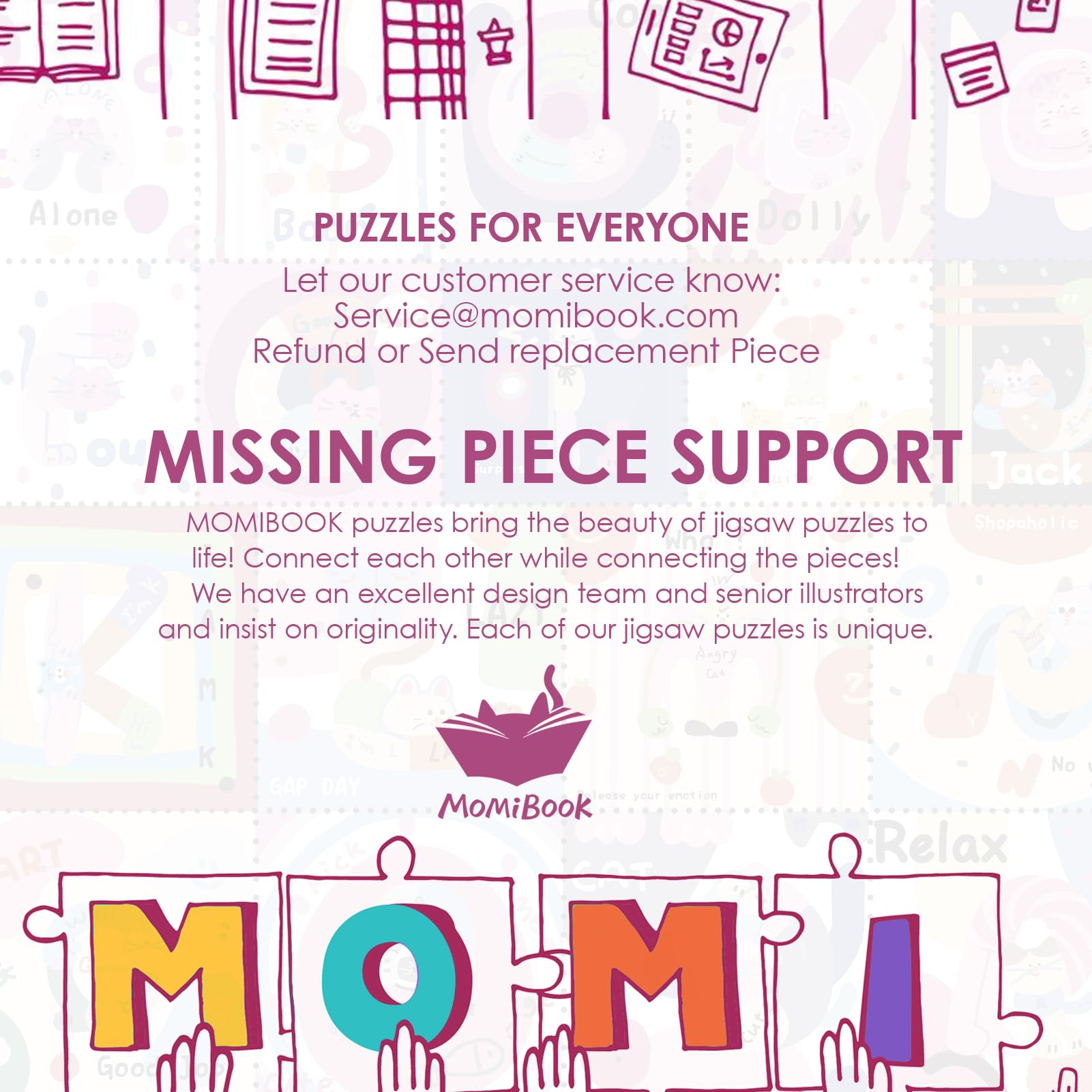 MOMIBOOK included poster provides reference art for solving strategies