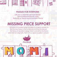 MOMIBOOK included poster provides reference art for solving strategies