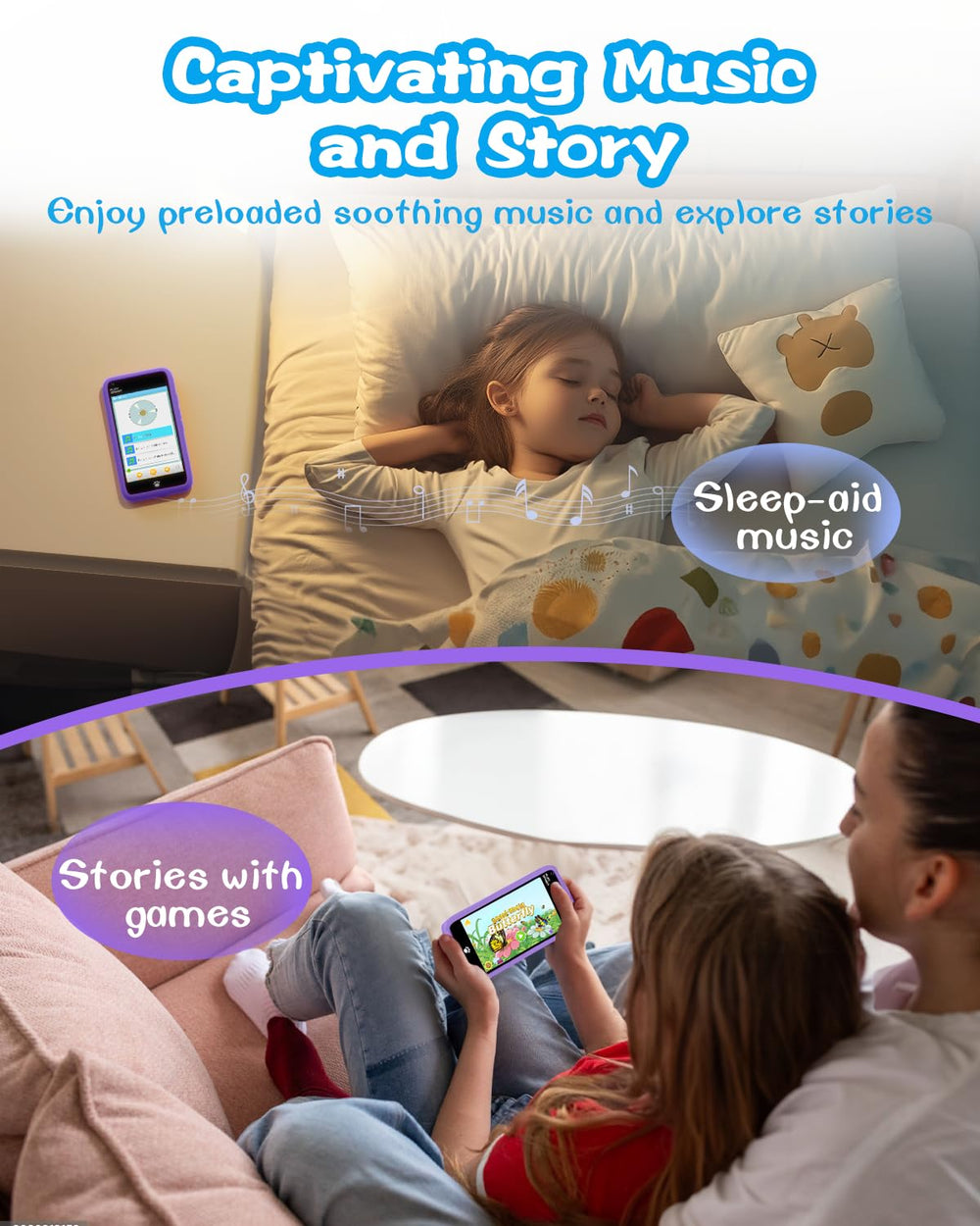 MOMILLA KDPS-1 16GB storage enables music and learning apps.