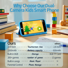 MOMILLA Kids Phone 1500mAh battery lasts long for learning on the go