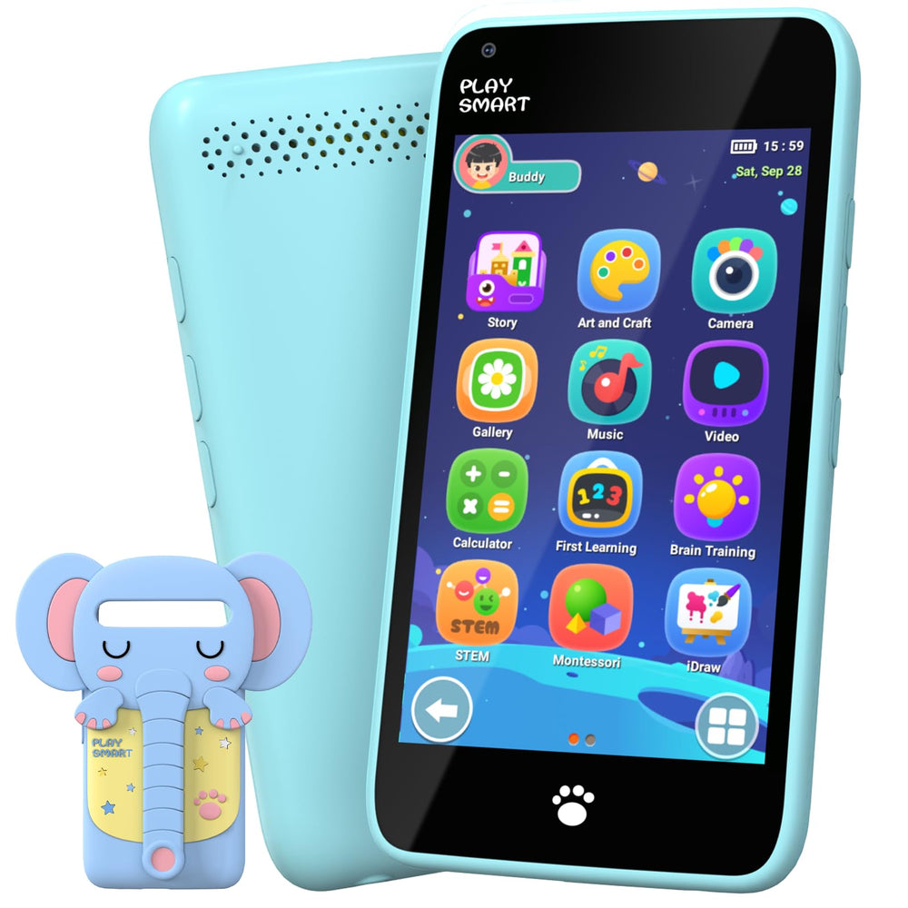MOMILLA Kids Phone front view with touchscreen, ideal for learning on the go.