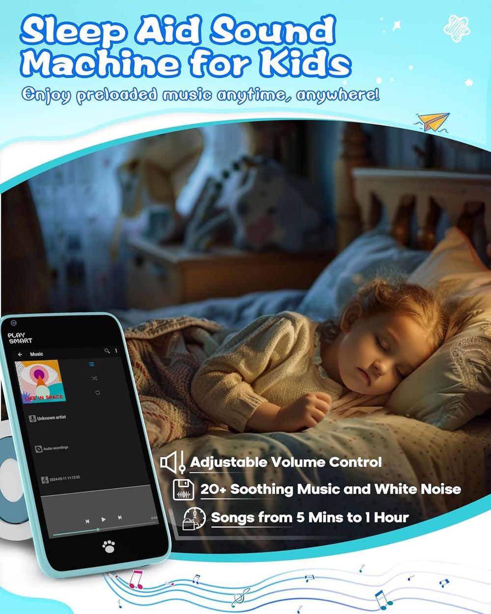 MOMILLA sleep music and white noise aid bedtime routines.