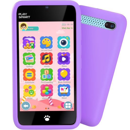Momilla kids phone toy front view with kid friendly design for imaginative play.