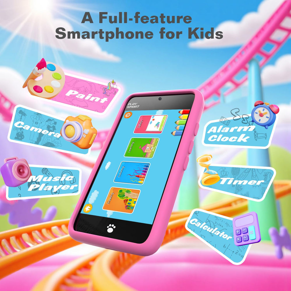 Momilla phone with stickers and frames enhances creativity during screen time.