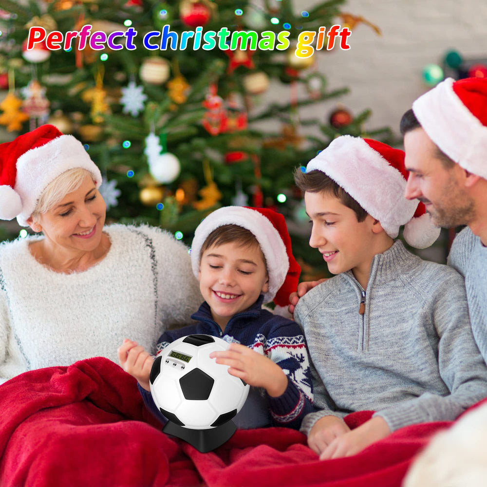 MOMMED soccer piggy bank side view highlighting football texture and playful design.