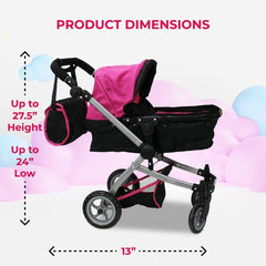 Mommy and Me Babyboo doll pram adjustable handle for comfortable steering