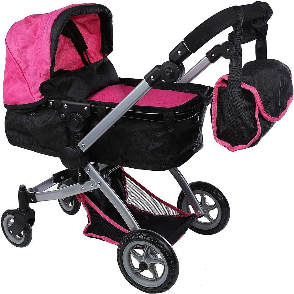 Mommy and Me Babyboo doll pram in pink with adjustable handle for child-facing play