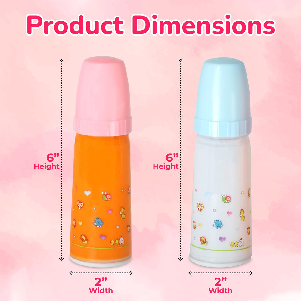 Bottles include caps for mess-free pretend feeding with dolls