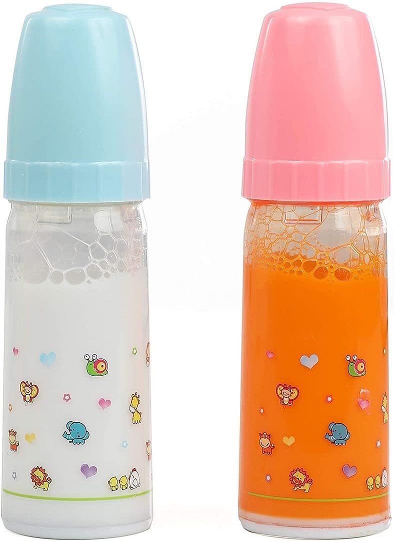 Mommy & Me Toy Magic bottle showing disappearing milk during pretend feeding