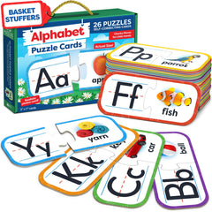 Momo and Nashi Alphabet Puzzle showing 26 self-correcting pairs for learning.