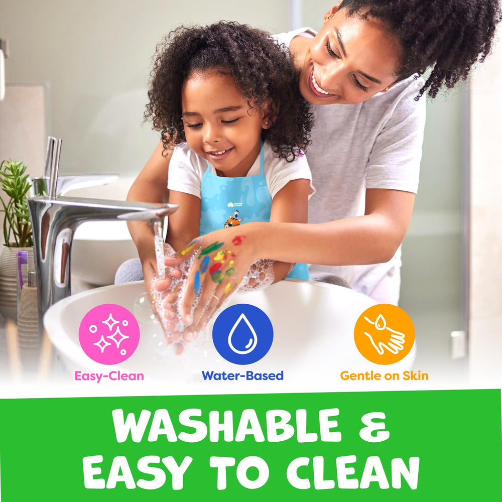 Momo & Nashi cute apron helps keep toddler outfits clean during paint play