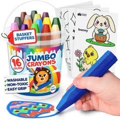Momo & Nashi jumbo crayons 16pc pack — vibrant toddler colors for creative play.