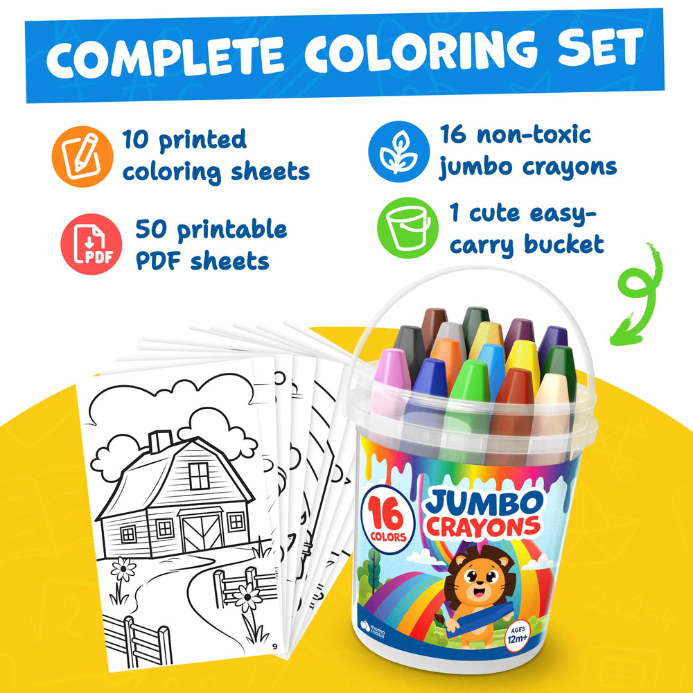 Momo & Nashi crayons in toddler hands showcase the easy-grip design.