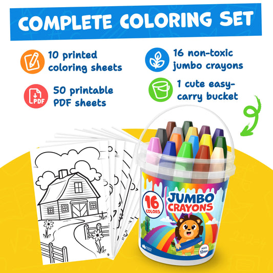 Momo & Nashi crayons in toddler hands showcase the easy-grip design.