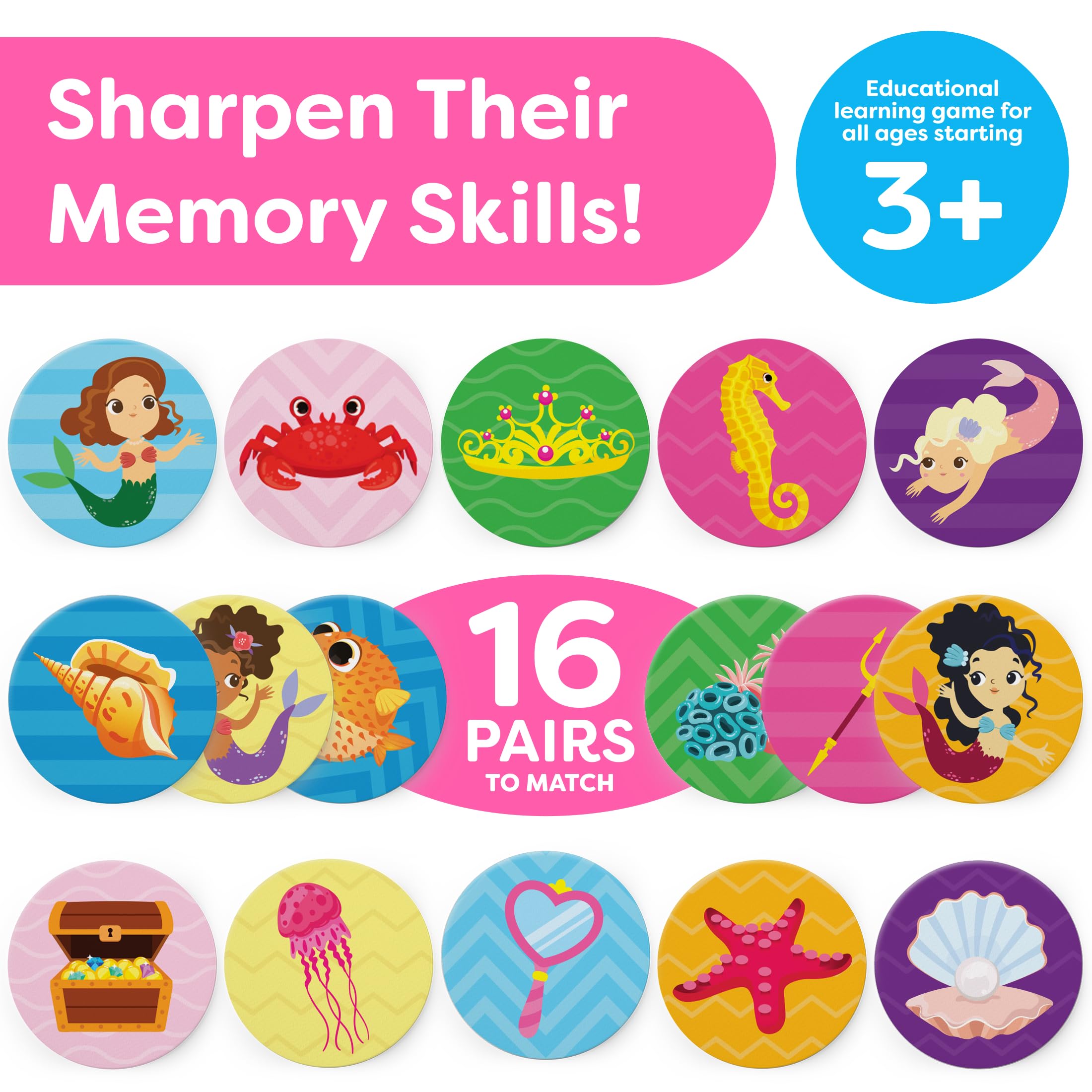 Momo & Nashi mermaid memory game carry box for travel and on-the-go learning