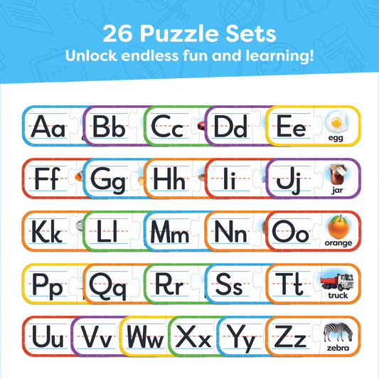 Momo and Nashi self-correcting puzzle cards highlight letters matching with pictures.