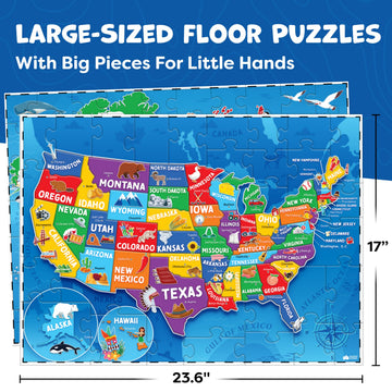 Momo & Nashi USA map puzzle 145pc aids state shapes and capitals recognition.