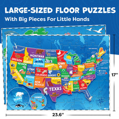 Momo & Nashi USA map puzzle 145pc aids state shapes and capitals recognition.