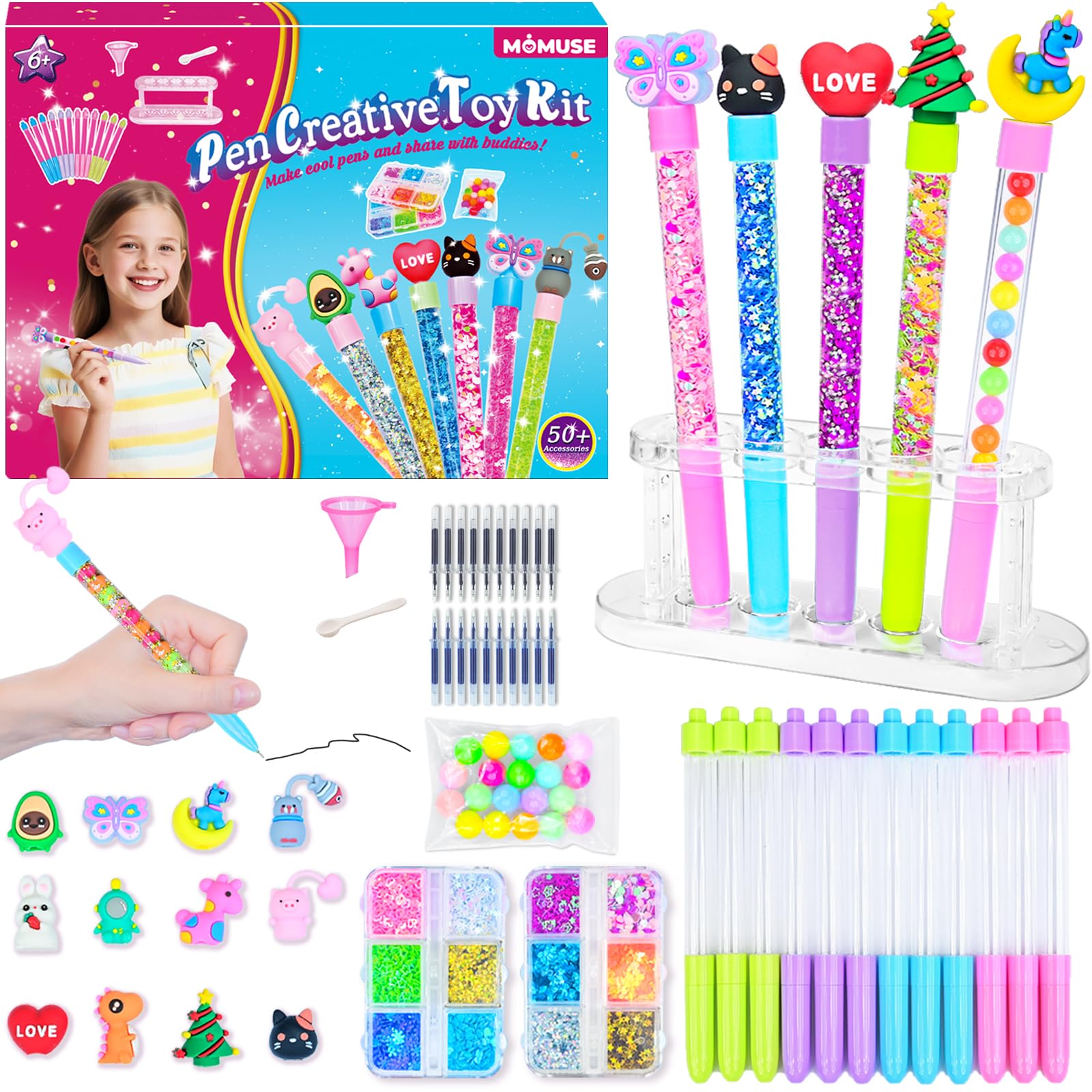 MOMUSE 50 DIY Pen Kit contents for mess-free creative projects with kids