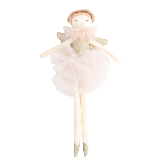 MON AMI Angel stuffed doll face showcases ultra-soft pink plush for gentle play.