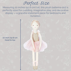 MON AMI Ballerina doll embroidered bodice adds charm for everyday cuddles and pretend performances.