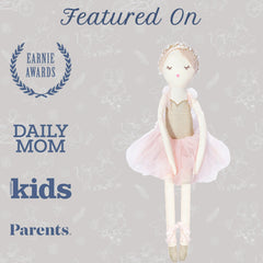 MON AMI Ballerina doll soft plush fabric encourages gentle comforting moments.