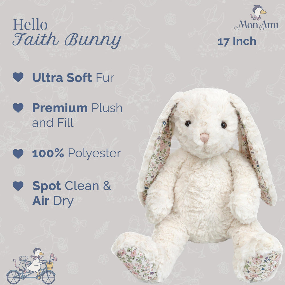 Faith Bunny long floppy ears invite gentle pats and imaginative play