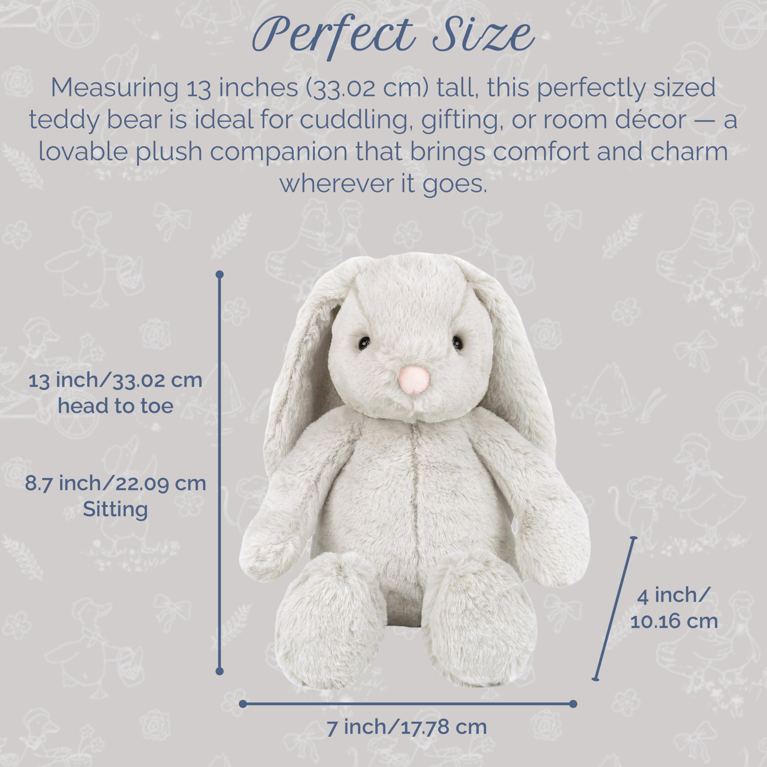 MON AMI Sterling Bunny embroidery details add charm and character.
